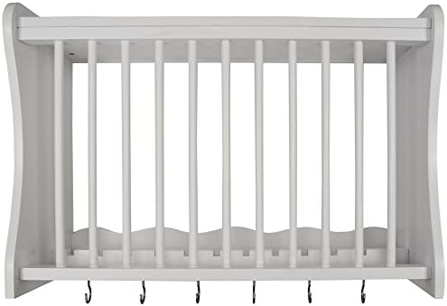 WATSONS CHESHUNT - Wall Mounted Kitchen Plate Cup/Storage Rack with Hooks - White