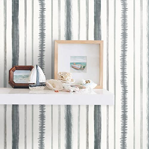 Timeet Grey and White Wallpaper Stripe Peel and Stick Wallpaper 17.3'×78.7' Line Stripes Contact Paper Removable Self Adhesive Wall Paper for Bedroom Living Room Decor Vinyl