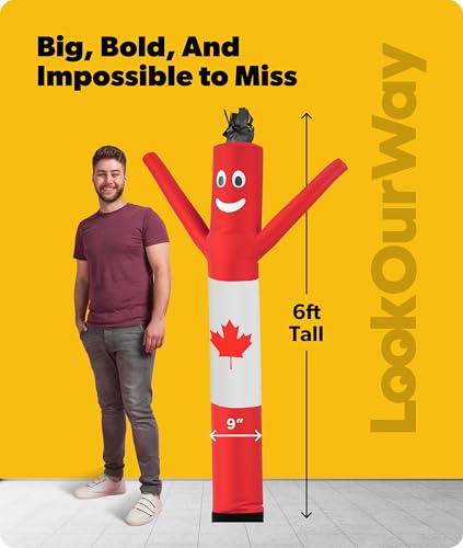 Image of LookOurWay Air Dancers Wacky Waving Inflatable Tube Man Attachment - 7 Feet Tall Advertising Air Dancer Waving Man Inflatable Tube Guy - Blower Not Included - Red /White /Blue