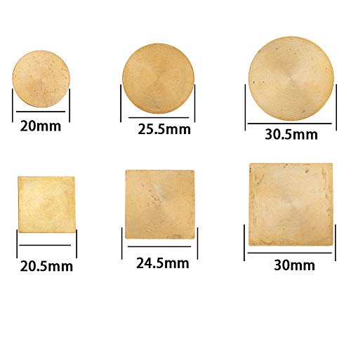 CRASPIRE Blank Wax Seal Stamp Set 6PCS Sealing Solid Brass Stamp Head 20-30.5mm Round Square+2PCS Wood Handle Retro Removable Brass Stamp Kit for Letter Envelope Invitation Wedding Gift Decoration