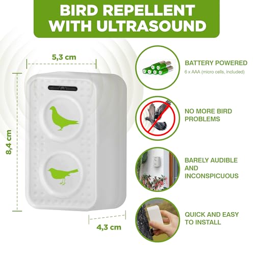 ISOTRONIC® Ultrasonic Solar Bird Repeller, bird-control ultrasonic scarer pigeon to protect garden, house and boat, 2 pieces - 2
