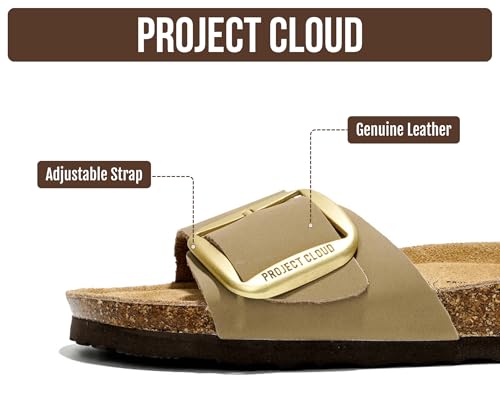 Image of Project Cloud 100% Genuine Leather Sandals Women Dressy Beach Essentials Slides for Women Footwear - Lightweight with Memory Foam Insole Sandals for Women 2026 - Womens Slides