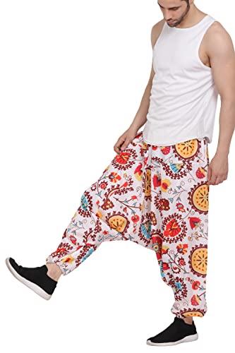 Image of Whitewhale Men's Cotton Solid Harem Pants Yoga Trousers Hippie Pant