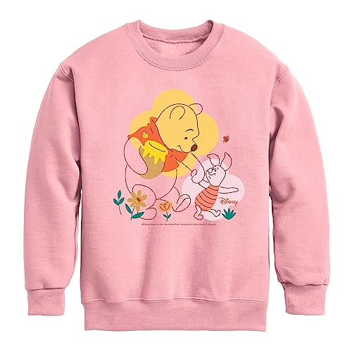 Disney Winnie The Pooh - Piglet and Pooh Go On a Journey - Toddler and Youth Crewneck Fleece Sweatshirt - Size Medium Mauve