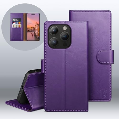 SUANPOT Compatible with iPhone 14 Pro Max 6.7" Wallet case with RFID Blocking Credit Card Holder,Flip Book PU Leather Protective Cover Men Women for Apple 14 Pro Max Phone case Purple Color by SUANPOT - Used condition - Image 6