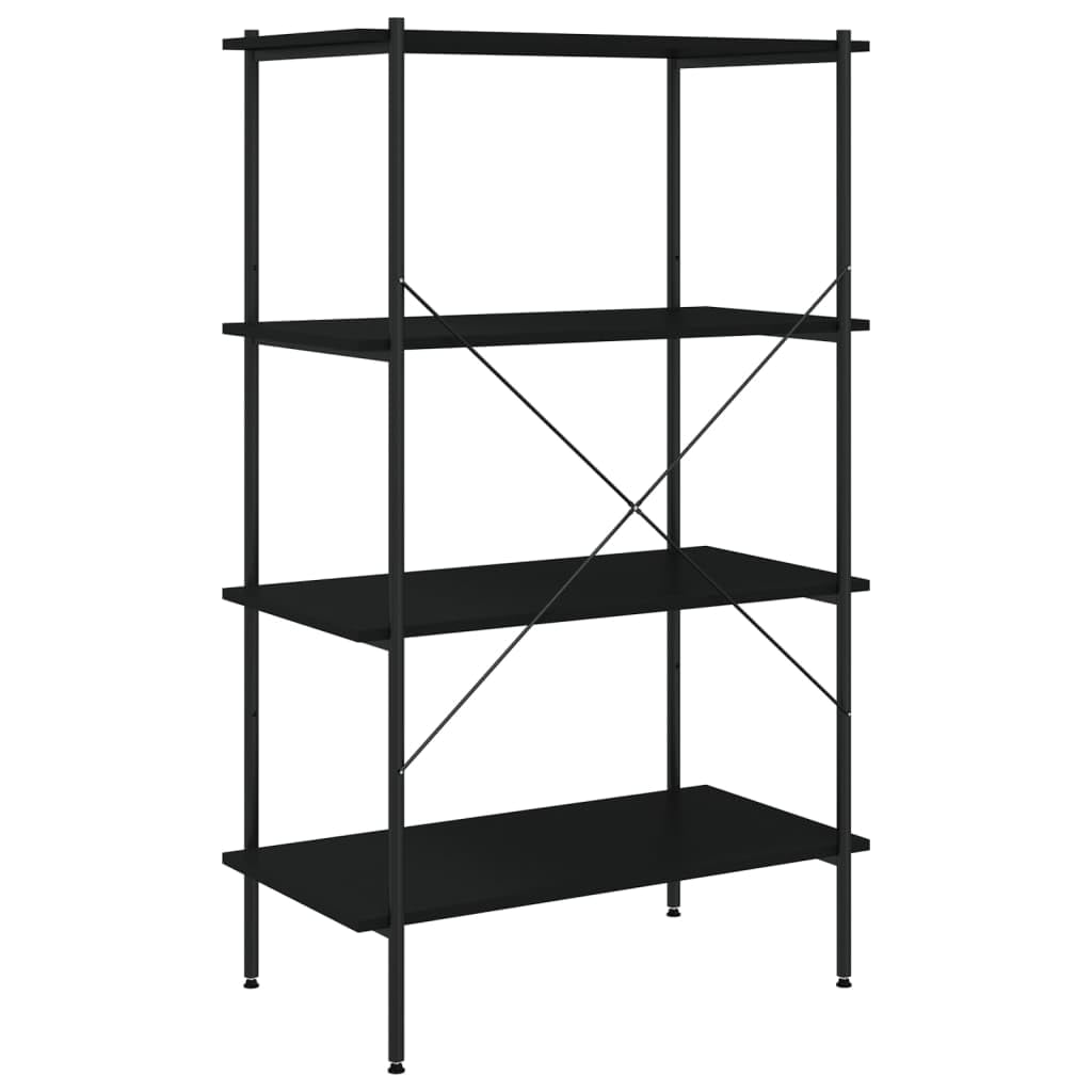Regal mit 4 Böden, Schwarz, 80x40x130 cm, Robustes Standregal aus Holzwerkstoff und Stahl, vielseitiges Bücherregal für Büro und Wohnzimmer