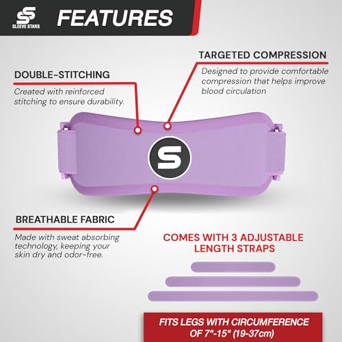Image of Sleeve Stars Patellar Tendon Support Strap Osgood Schlatter Knee Brace for Youth, Women & Men, Swedish Brand Patella Knee Strap for Arthritis & Pain, Kids Knee Brace w / 3 Lengths (Light Purple /Kids)