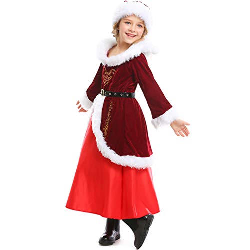 Fantasia de Papai Noel para meninas, fantasia de Natal, fantasia de Sra. Claus para crianças, Claret