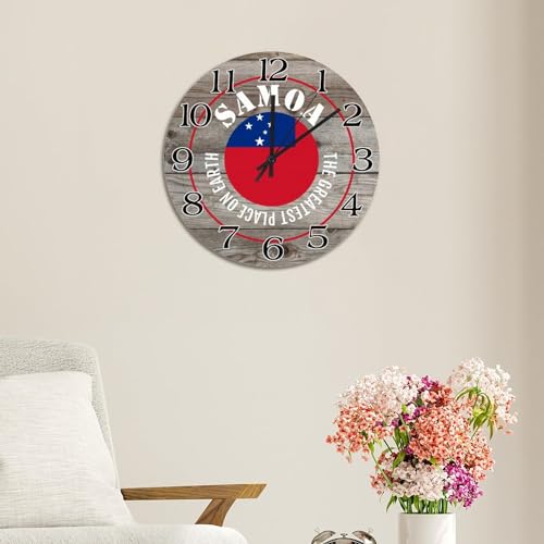Horloge murale en bois et drapeau Samoa, cadeau vintage pour ami - 6