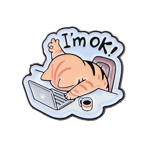 Funny Cat I'm OK Enamel Pin – Cute Cartoon Lapel Brooch for Backpack, Hat, Jacket, Bag – Unique Novelty Badge for Adults, Teens & Kids – Fashionable Accessories
