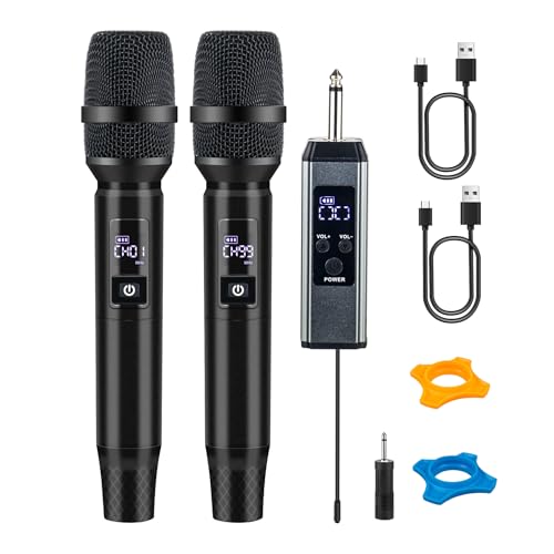 Wireless Microphones, Wireless Bluetooth Karaoke Microphone with Rechargeable Receiver(50hrs...