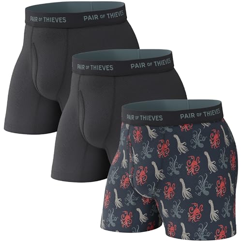 Pair of Thieves Men Super Fit Boxer Briefs | Underwear for Men | 3 Pack | Ultra Soft, Quick-Dry Fabric with 4-Way Stretch | Moisture Wicking for Work, Training and Comfort | Everyday Boxer Briefs