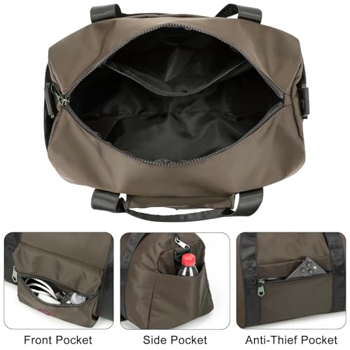 Image of For United Airline 17x10x9 Inches Personal Item Underseat Travel duffle bag, ports Tote Gym Bag,Shoulder Weekender Overnight Bag (Beige)