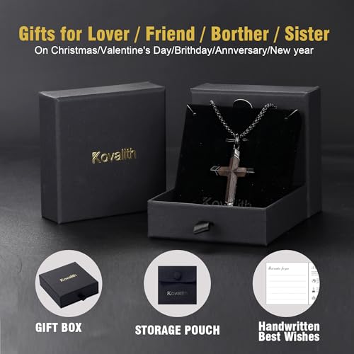 Kovalith Wooden Cross Necklace for Men Hypoallergenic Waterproof Mens Cross Necklaces With Adjustable Chain Christian Cross Neckalce Father Day gift by Kovalith - Used condition - Image 7