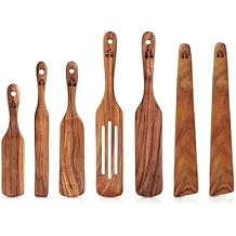 Wooden Spurtle & Spatula Set Non-Stick Cookware for Serving, Stirring, Flipping, Mixing, Scraping, Scooping