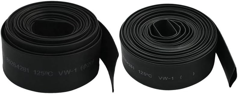 2 Pcs 5M Polyolefin Heat Shrinkable Tube Sleeving 2:1 Shrink Ratio, 15Mm & 20Mm - (Color: Black)