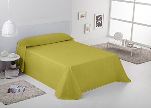 ESTELA - Colcha/Cubrecama RÚSTICO Lisos Color Pistacho - Cama de 90 cm. - Hilo Tintado - 50% Algodón/50% Poliéster