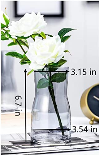 Glass Flower Vase For Decor Home Handmade Modern Irised Flower Vases For Centerpieces Living Room Kitchen Office Wedding(Smokey Grey) #TOP2