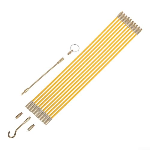 Eawfgtuw Lot de 10 outils de traction de câbles en fibre de verre, 4 mm x 33 cm, tiges de poussée de fil flexibles avec connecteurs filetés, alternative au ruban poisson pour électriciens, conduits