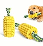 RQYUNMXI 4.37 inch Corn Cob Dog Toys for Aggressive Chewers, Durable Rubber Teething Toys for Puppies, Dog Toys to Keep Them Busy, Bite and Brush Dental Toy for Small Medium and Large Dogs