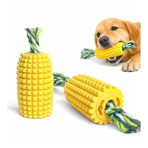 RQYUNMXI 4.37 inch Corn Cob Dog Toys for Aggressive Chewers, Durable Rubber Teething Toys for Puppies, Dog Toys to Keep Them Busy, Bite and Brush Dental Toy for Small Medium and Large Dogs