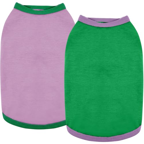 ROZKITCH 2 Pack Dogs Shirts Soft Cotton Solid Dog T-Shirts Tank Top Sleeveless Dog Vest Dog Tee Shirt M