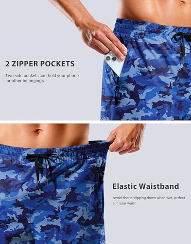 Image of G Gradual Mens Swim Trunks with Compression Liner 7 inch /9'' Quick Dry Board Shorts Swimsuit Bathing Suit for Men Zipper Pockets