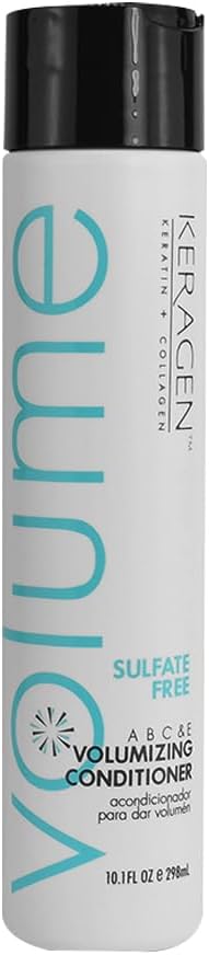 Volumizing Conditioner for Fine Hair with Keratin and Collagen, Sulfate Free 10 Oz - Add Thickness, Hydrates and Enhances Hair Volume, with Panthenol, Vitamins, and Jojoba Oil