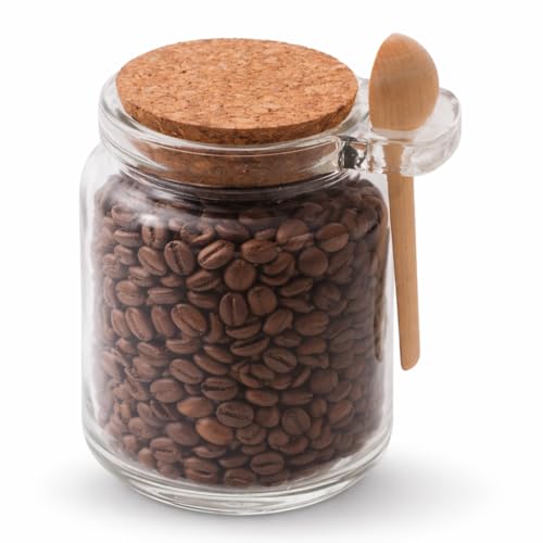 Pote de Vidro 250ml com Tampa de Cortiça e Colher Bamboo