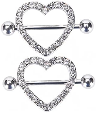 IrbingNii Stainless Steel Heart Nipple Rings Nipple Piercings for Women Girls Body Piercing Jewelry 14G