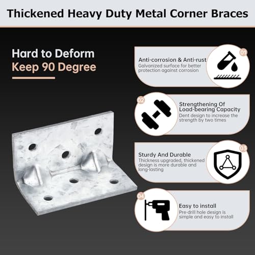 20 Pcs Corner Brace for Wood Small Angle Brackets Versatile L Brackets with Reinforing Ribs,Anti-Rust and Reinforcing,2MM Thickness,2.36x1.26x1.26in - Thumbnail 5