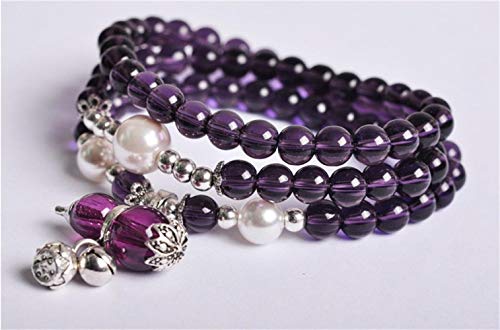 Amethyst Beads Bracelets, 6Mm Purple Bead Stretchy Gourd Bracelet Chakra Braceleted Good Luck Mala Necklace Thanksgiving Gift Unisex #TOP3