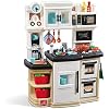 Step2 Great Gourmet Kids Kitchen Playset, Indoor/Outdoor Kitchenette, Interactive Play with Lights and Sounds, Made of Durable Plastic, Includes 33 Piece Toy Accessories, Toddlers 3+ Years Old, Tan