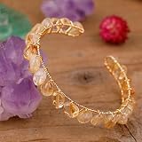 Chakra Armband, Eleganter Armreif Mit Offener Manschette, Natürliches Citrin, Quarz, Freundschaftsarmband, Verstellbar, Charme, Chakra-Armbänder, Edelstein-Energie, Glücksgeschenk Für Frauen, Ab