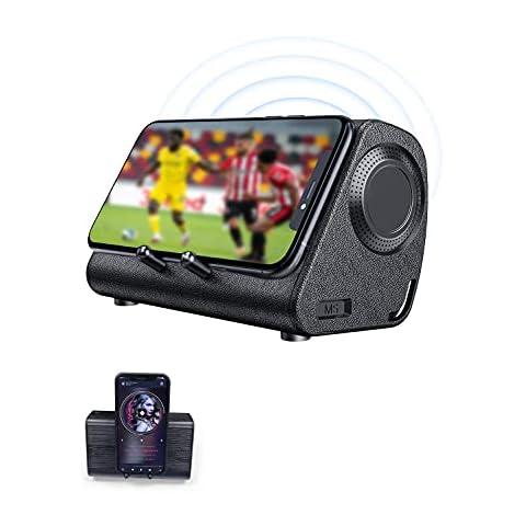 Bluedio MS(Mobile Soundbar) Portable Wireless Speaker Induction Soundbar with Sensor Phone Stand Holder, Without Bluetooth Pairing, Stereo Dock Speaker for Phone, Outdoor, Travel, Home Party (Black) Cover
