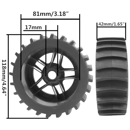 Pneus RC 1/8 à moyeu hexagonal 17mm roues haute adhérence - 2