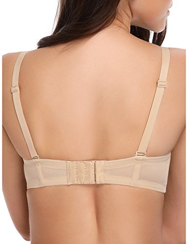 Wingslove Women's Strapless Full Figure Bra Underwire Multiway Contour Plus Size Bra Red Carpet (Nude,38D) #TOP3