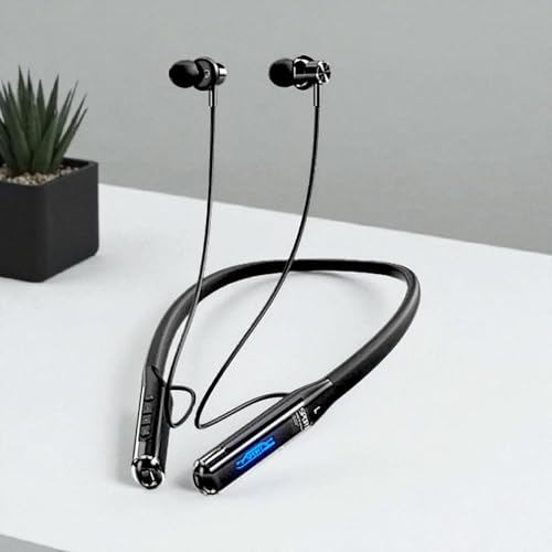 Image of iFAST IF-125 Digital Display Bluetooth 5.4 Wireless Neckband Earphone| HD Call Stereo Bass | Up to 50 Hours Music Playtime | Environmental Noise Cancellation (ENC) [ Black ]