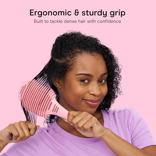 Image of Conair Curl Define Pro Detangling Hair Brush | Mixed Bristle Dual-Vented Detangling Brush for Long Hair & Tight Curls, Pink, BR95726L