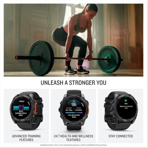 Garmin fēnix® 8 – 51 mm, AMOLED, Premium Multisport GPS Smartwatch, Long-Lasting Battery Life, Dive-Rated, Built-in LED Flashlight, Slate Gray with Black Band image 5