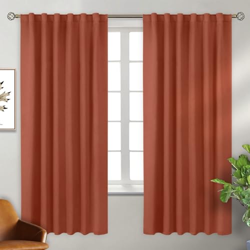 BGment 72 inch Terracotta Blackout Curtains, 2 Panels, 52 x 72 Inch