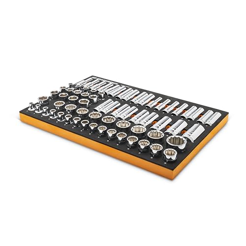 Image of GEARWRENCH 67 Piece 1 /2 inch Drive Master Metric Chrome Socket Set in Foam Storage Tray - GWMSSKT12MM