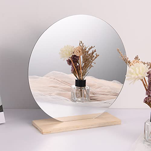 TAIANJI Round Self Adhesive Acrylic Mirror, Large Non Glass Tiles Plate Mirror 30cm for Walls Bathroom Stick on Decorative Mirror