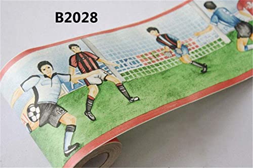 WYLNEP Bordure de Papier Peint Football - Décoration Murale Amovible - Frise Murale Autocollant Imperméable en PVC - Plinthe 10X1000CM
