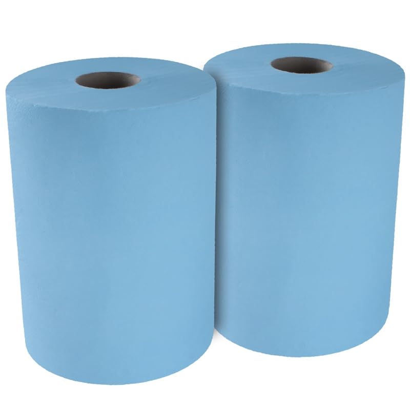 TECPO Putztuchrolle Blau 2x 500 Blatt gesamt 1000, 3-lagig, perforiert, saugstark, Putzrolle Papierrolle Reinigungstücher Wischtücher Putzpapier für Gewerbe