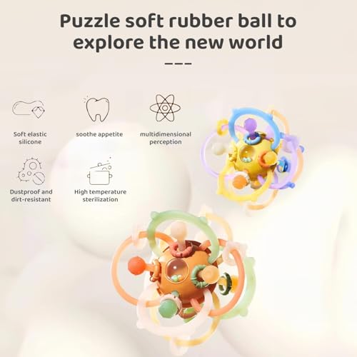 Image of StarAndDaisy Soft Baby Teether and Teeth Rattle Ball Toys for Infants & Toddlers (Mball-Orange-Multicolor)