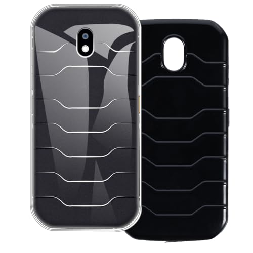 UOGNADGD 2-Pack TPU Case Compatible with CAT S42 H+ Phone Cover - Shockproof Flexible Protective Accessories with Precise Cutouts (Clear+Black)