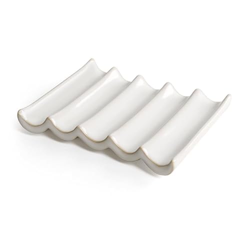 ANTIS'S HOME Ceramic Soap Dish for Bathroom Sink or Shower, Bar Soap Holder Tray with Fluted Design, Self-Draining Compact Soap Saver, White Bathroom Accessory for Small Bathroom Storage and Vanity