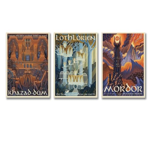 Toile Le Seigneur des Anneaux poster retro anti-reflet pour decoration chambre