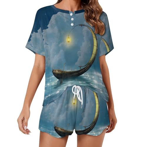 Ensemble de pyjama manches courtes femme idéal pour les matinées d'été